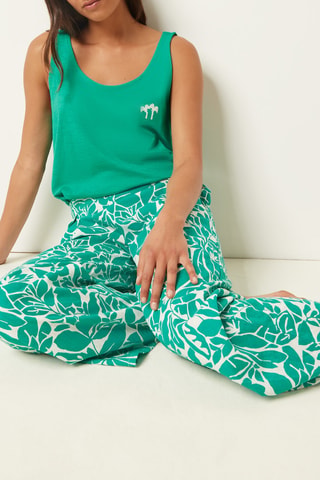 Linnen 7/8 Pyjamabroek hoge taille Atiya- Groen