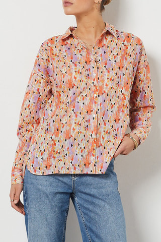 Blouse - Wit en Oranje