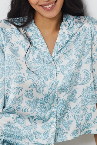 Blouse - Wit en Blauw - Etam