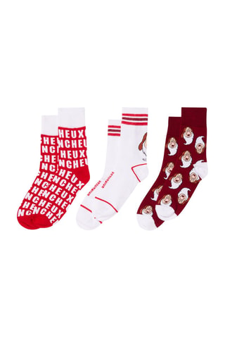 3 Paar Sokken Grinchoniz - Rood en Wit - Undiz