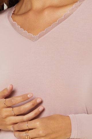 T-shirt Warm Me Up Lace - Poederroze