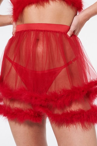Rok hoge taille met veren Santababiz- Rood - Undiz