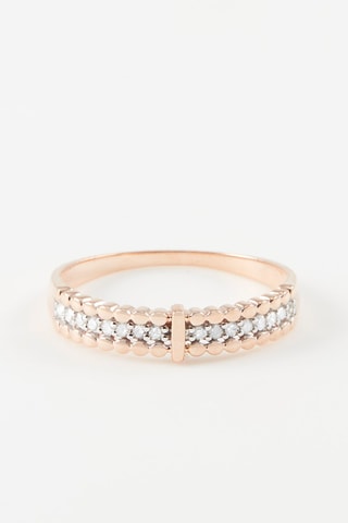 Anillo Solita - 
Oro rosa y diamantes