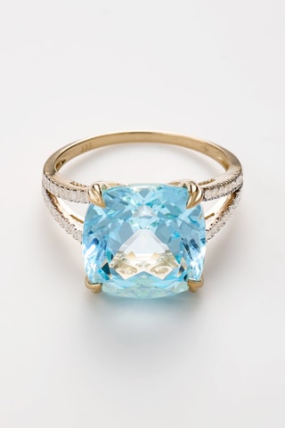 Anillo Pink Fiction - Oro amarillo, diamantes e iolita