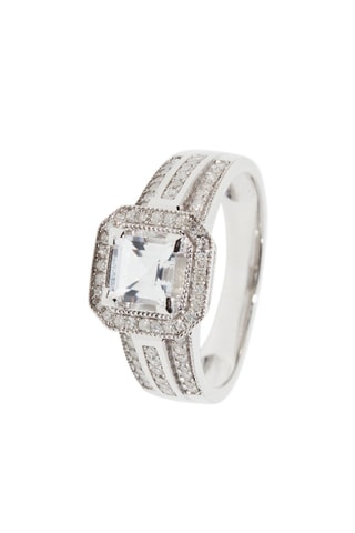 Anillo Remban - Oro blanco, diamantes y topacio