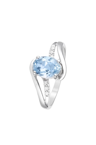 Anillo Auckland - Oro blanco, topacio y diamantes