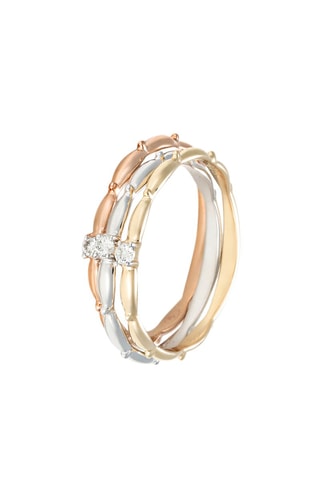 Anillo - Oro amarillo, oro blanco, oro rosa y diamantes