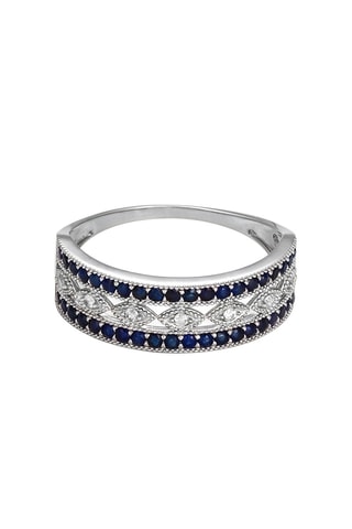 Anillo Mélisandre - Oro blanco, diamantes y zafiros