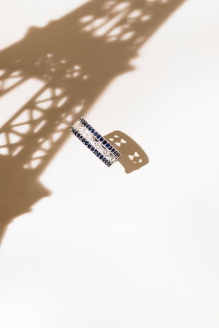 Anillo Mélisandre - Oro blanco, diamantes y zafiros