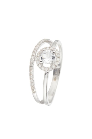 Anillo Seku - Oro blanco, diamantes y topacio