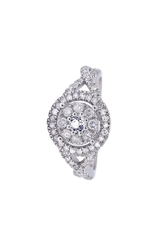 Anillo Caprice - Oro blanco, diamantes y topacio