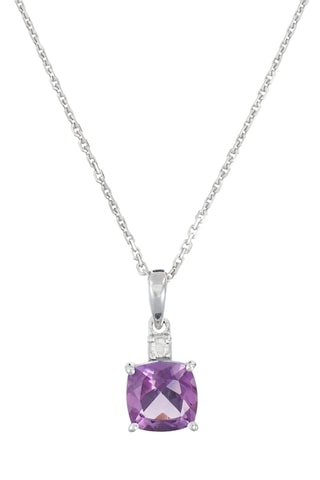 Colgante - Oro blanco, diamante y amatista