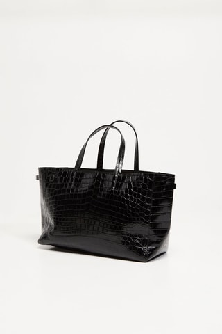 Mala shopper em couro - Preto