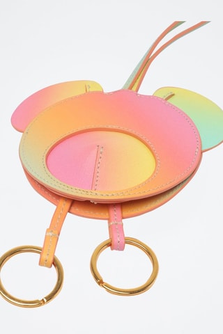 Porte-clés en cuir - Rose et vert
