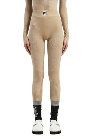 Legging de ski taille haute - Beige et blanc