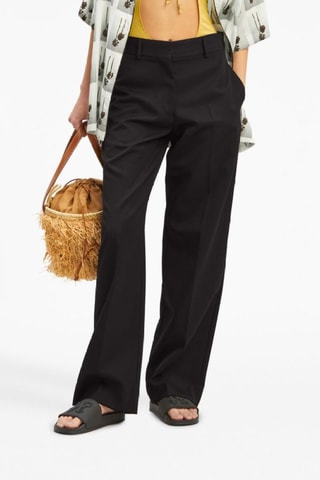 Scheerwollen Broek Hoge Taille - Zwart