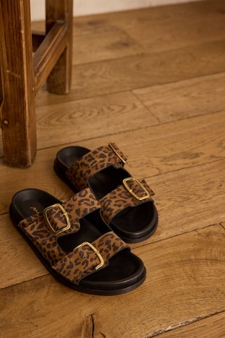 Sandalias de piel de serraje - Marrón