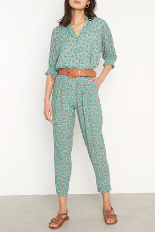 Pantalón carrot 7/8 de tiro alto - Verde esmeralda