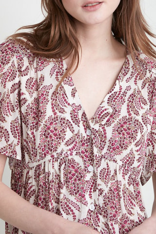 Vestido camisero - Blanco y fucsia