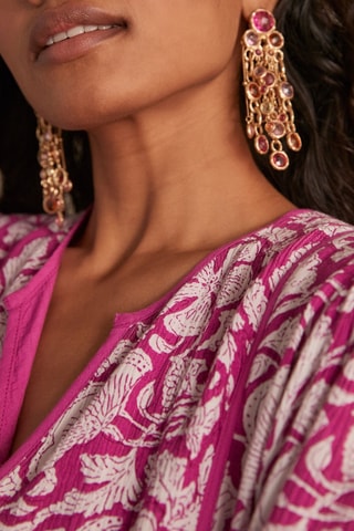 Vestido evasé - Fucsia