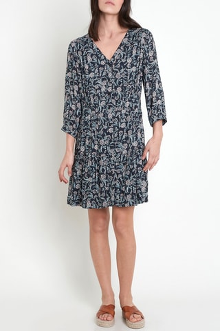 Vestido camisero - Azul marino y rosa