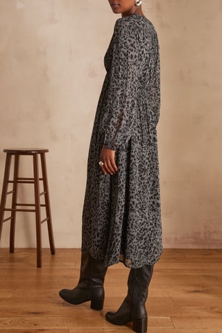 Vestido midi - Gris y negro