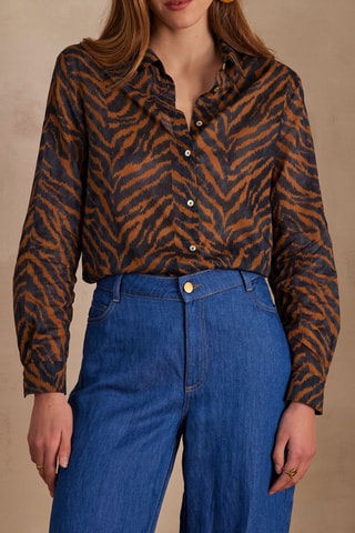 Camisa - Camel y negro