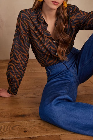 Camisa - Camel y negro