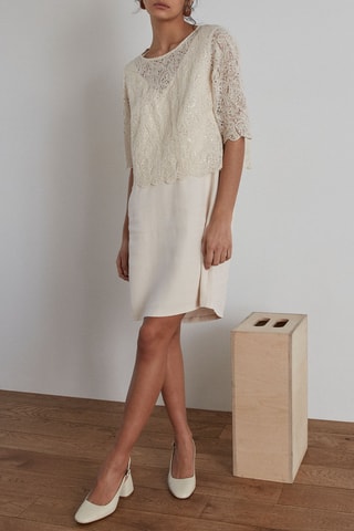 Vestido bimateria Gabrielle - Beige