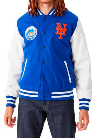 Teddy en laine MLB Wordmark Varsity Ney York Mets - Bleu et blanc