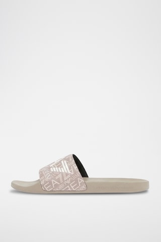 Claquettes - Taupe et blanc