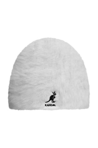 Bonnet de marche en angora et fourrure synthétique - Blanc