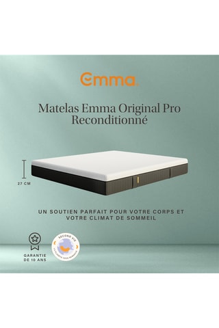 Matelas hybride à mémoire de forme et ressorts ensachés reconditionné - Epaisseur 27 cm - Mi-ferme - Emma