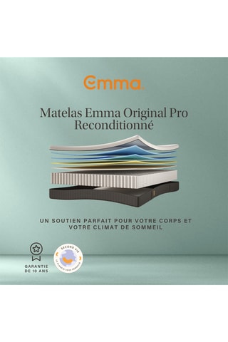 Matelas hybride à mémoire de forme et ressorts ensachés reconditionné - Epaisseur 27 cm - Mi-ferme - Emma