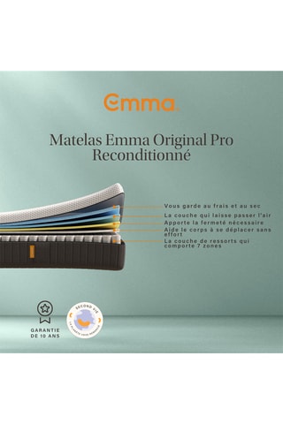 Matelas hybride à mémoire de forme et ressorts ensachés reconditionné - Epaisseur 27 cm - Mi-ferme - Emma