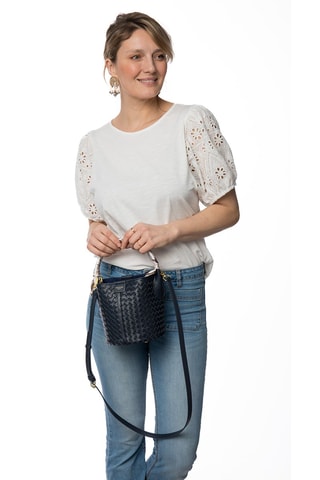 Mala bucket em couro Toundra - Azul-marinho