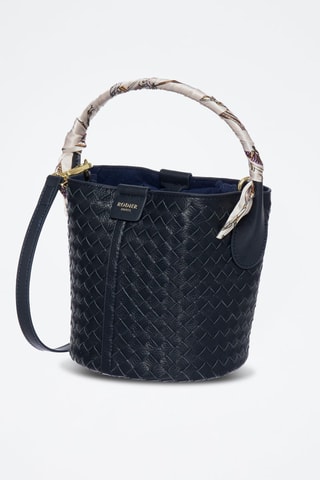 Mala bucket em couro Toundra - Azul-marinho