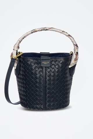 Mala bucket em couro Toundra - Azul-marinho