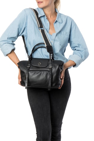 Mala shopper de couro Nougat - Preto