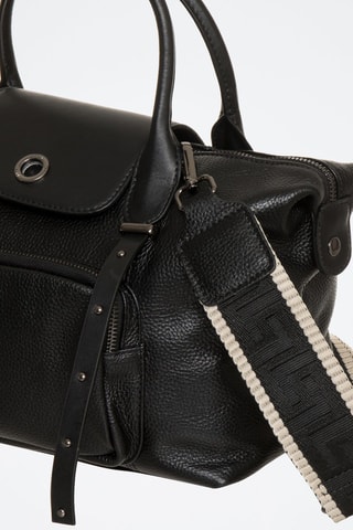 Mala shopper de couro Nougat - Preto