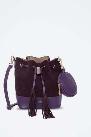 Mala bucket de couro fendido Rio Preto - Violeta