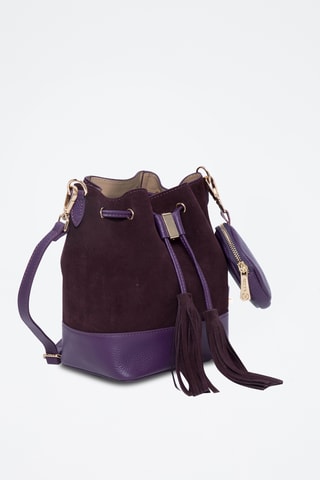 Mala bucket de couro fendido Rio Preto - Violeta