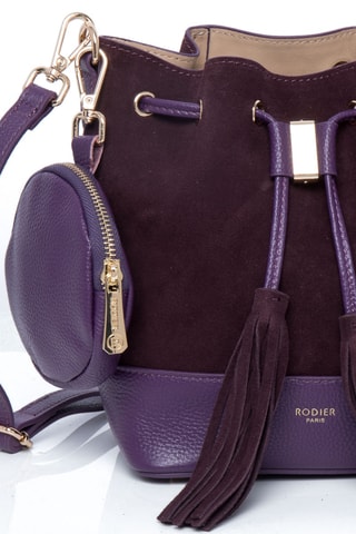 Mala bucket de couro fendido Rio Preto - Violeta