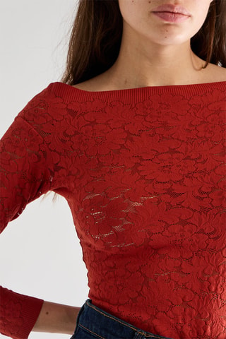 Top in pizzo Tasha - Mattone
