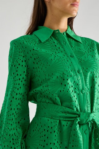 Vestido camisero con bordado inglés Roane - Verde