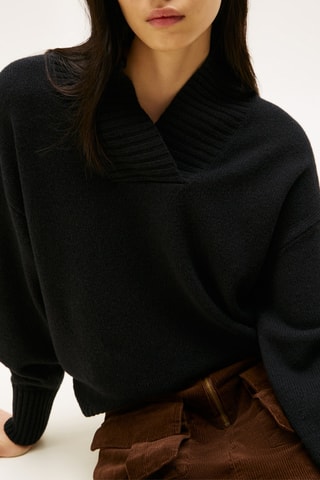 Pull en laine et coton biologique - Noir