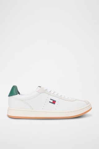 Baskets en cuir - Blanc et vert clair