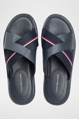 Mules en cuir nappa - Bleu foncé
