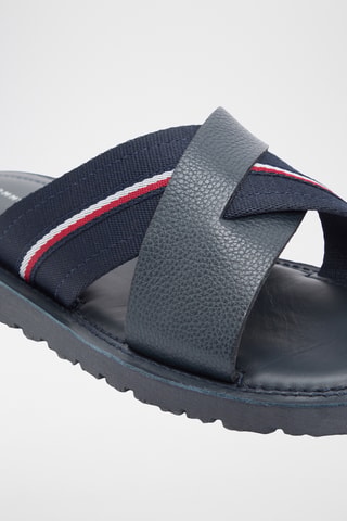 Mules en cuir nappa - Bleu foncé