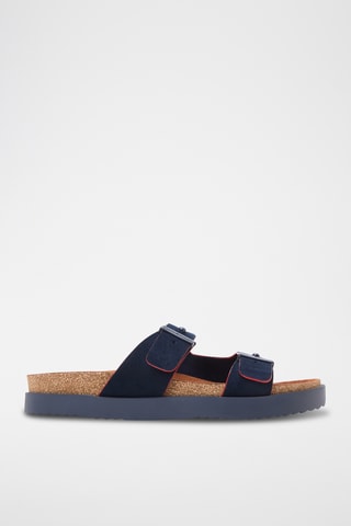 Mules en nubuck - Bleu marine